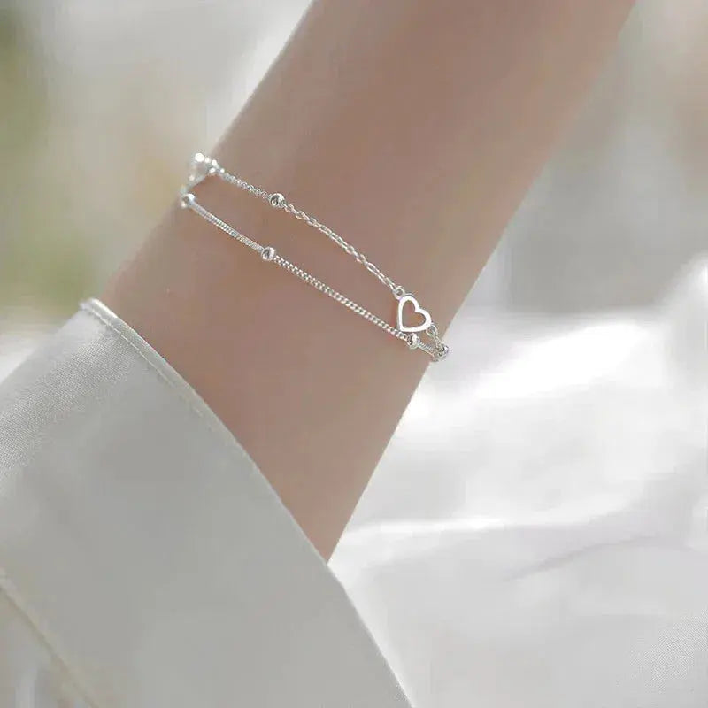 Adjustable Silver Heart-Shaped Bracelet