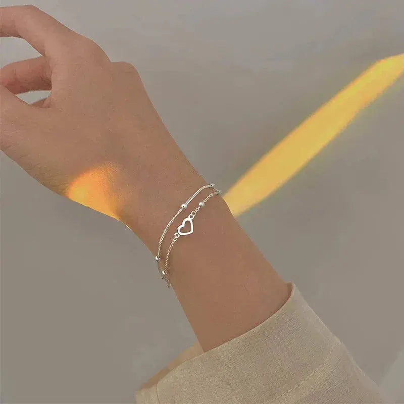 Adjustable Silver Heart-Shaped Bracelet