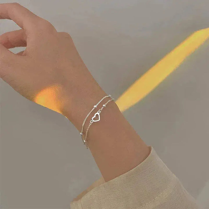 Adjustable Silver Heart-Shaped Bracelet