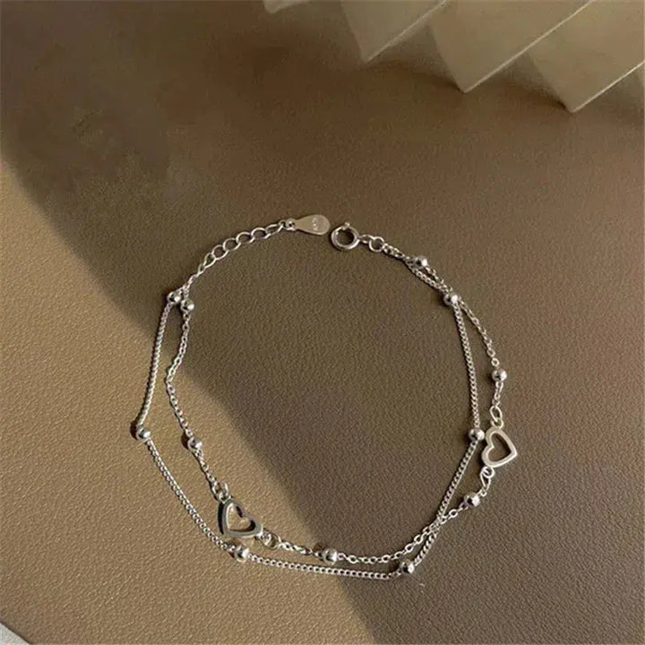 Adjustable Silver Heart-Shaped Bracelet