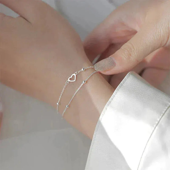 Adjustable Silver Heart-Shaped Bracelet