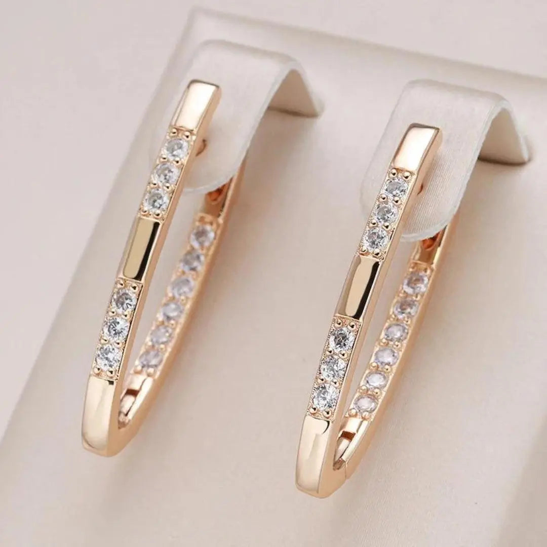 Elegant Earrings in Gold Zirconia