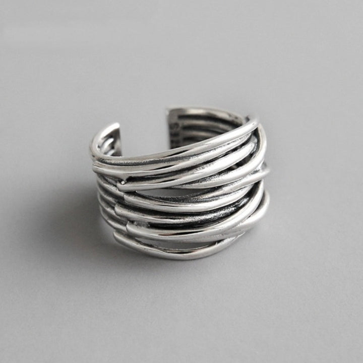 Adjustable Sterling Silver 925 Layered Ring