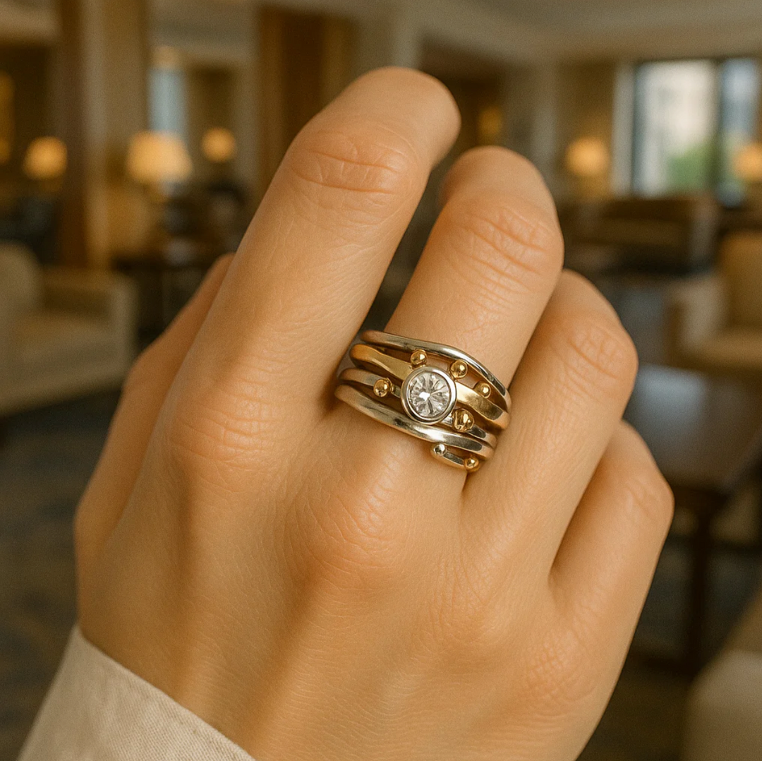 Royal - Vintage Gold Inset Zirconia Ring