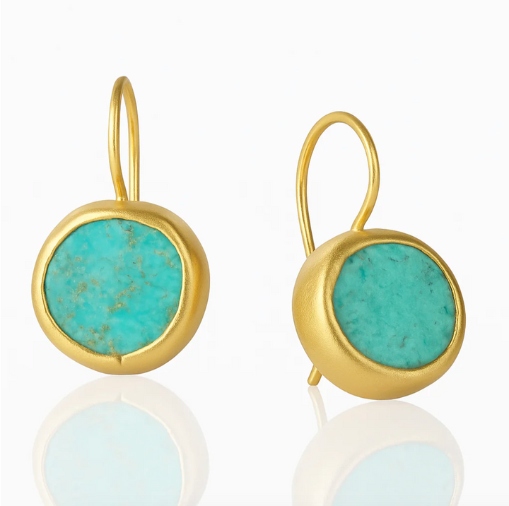 Gold Earrings with Turquoise Stone