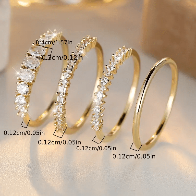 Stackable rings in 14k gold zirconia